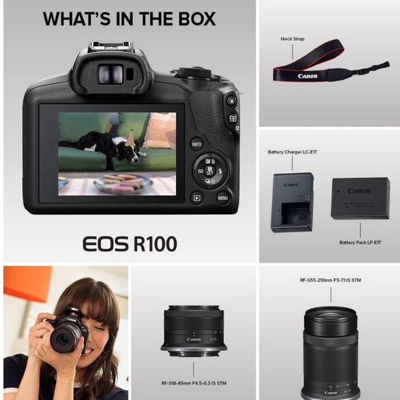 Canon EOS R100 Mirrorless Camera RF-S18-45mm - Picture 8 of 16